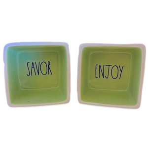 Rae Dunn Artisan Collection Savor and Enjoy Square Bowl Set - NWT